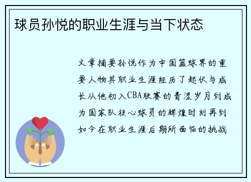 球员孙悦的职业生涯与当下状态